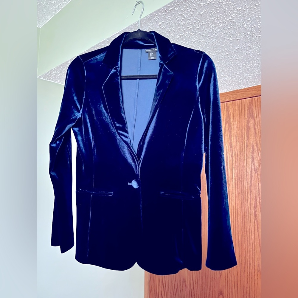 Tahari Blue Velvet Blazer